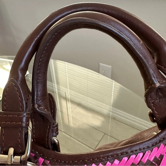 Rebecca Minkoff Pink Brown Leather Woven Bag Shoulder Bag Excellent Condition - Picture 6 of 7